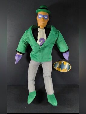 Vintage 1999 Play By Play The Riddler Plush Doll Vinyl Head 14" NWT WB Batman